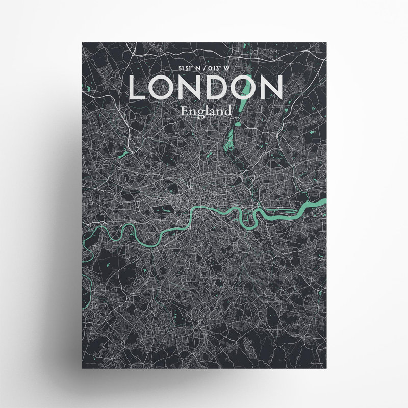 London City Map in Dream 1 Piece Wall Art, 24cm H x 18cm W x 0.05cm D