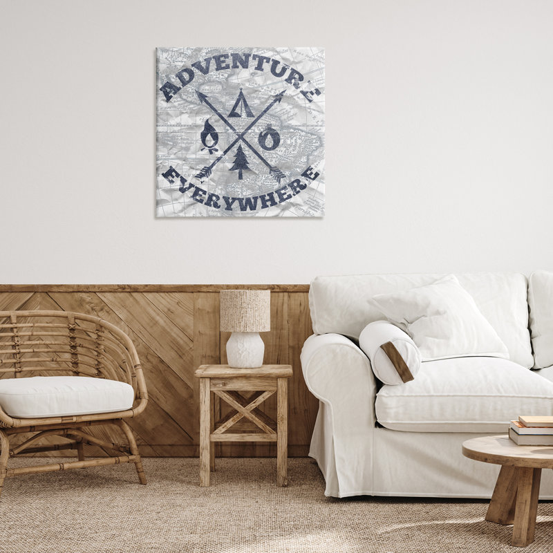Art d'aventure sur toile "Adventure Everywhere" par Elizabeth Medley, H 30 po x l 30 po