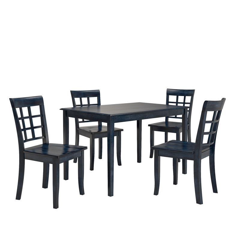 Ensemble de salle à manger à 4 pieds en bois massif Northfield, Denim foncé antique