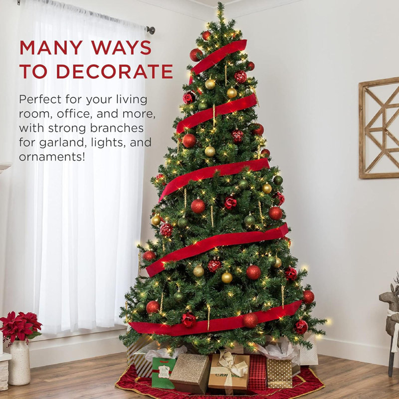 7.5ft Green Spruce Pre-Lit Artificial Christmas Tree with Metal Hinges