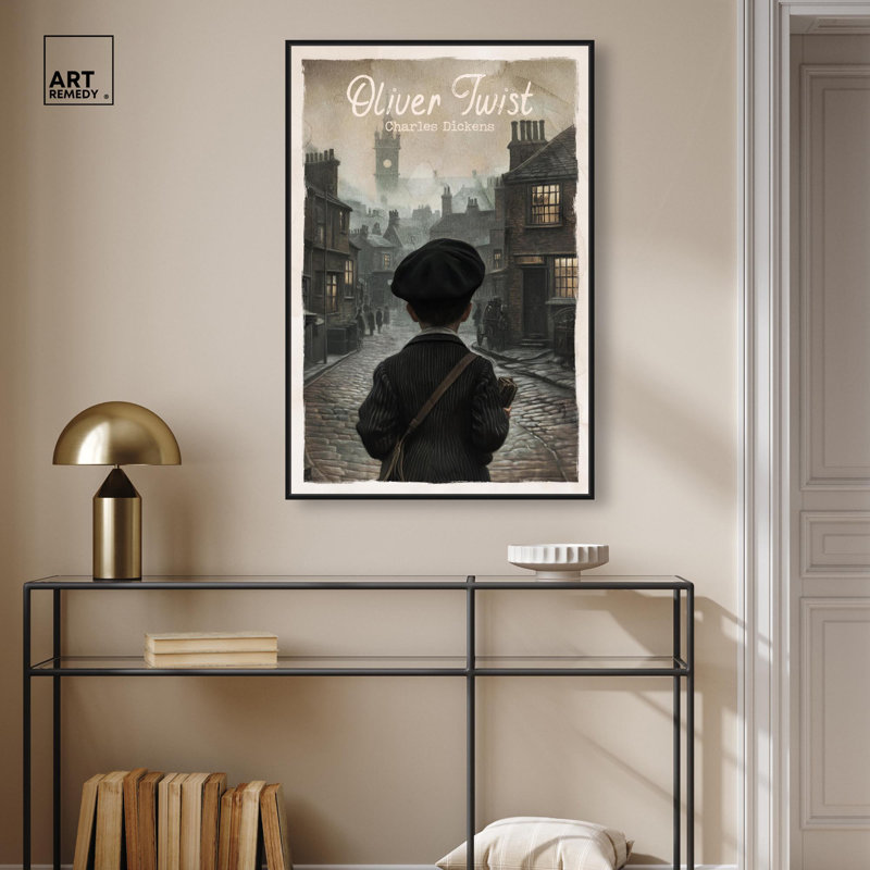 Art classique sur toile Oliver Twist , Noir, Cadre flottant, H 31 po x l 21 po