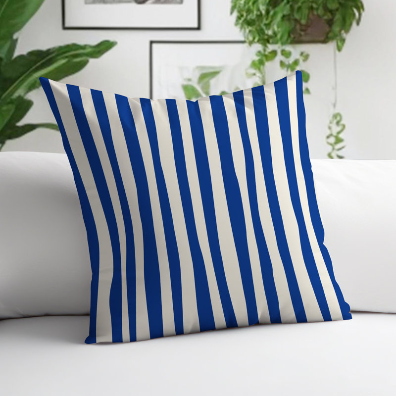 Coussin décoratif réversible Malone, H 17 po x l 17 po, Bleu marine / Blanc cassé