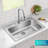 KRAUS Premier 33” Drop In / Top Mount Double Bowl 18-Gauge Stainless Steel Kitchen Sink-124325482-124325484