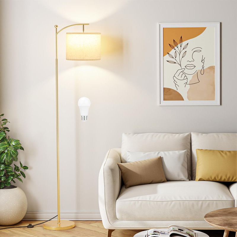 Lampes sur pied 60 "avec 3 températures de couleur pour le salon, Beige, Beige/or