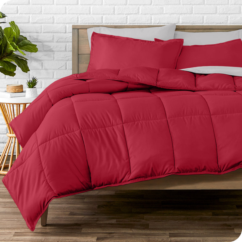 Lit dans un sac en microfibre 1800 de qualité supérieure 1800, Rouge / gris pâle