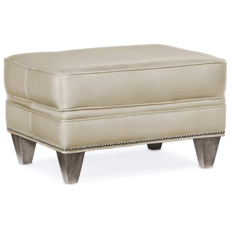 Reddish Ottoman, Gunmetal, Stone, Aline Fumo Genuine Leather