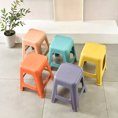 5 Pack Stackable Classroom Stools, 18.8" Height Colorful Nesting Plastic Stool, Portable Backless Chairs Flexible Seating For Kindergarten, Classroom, Elementary School, Middle School, Office, Home