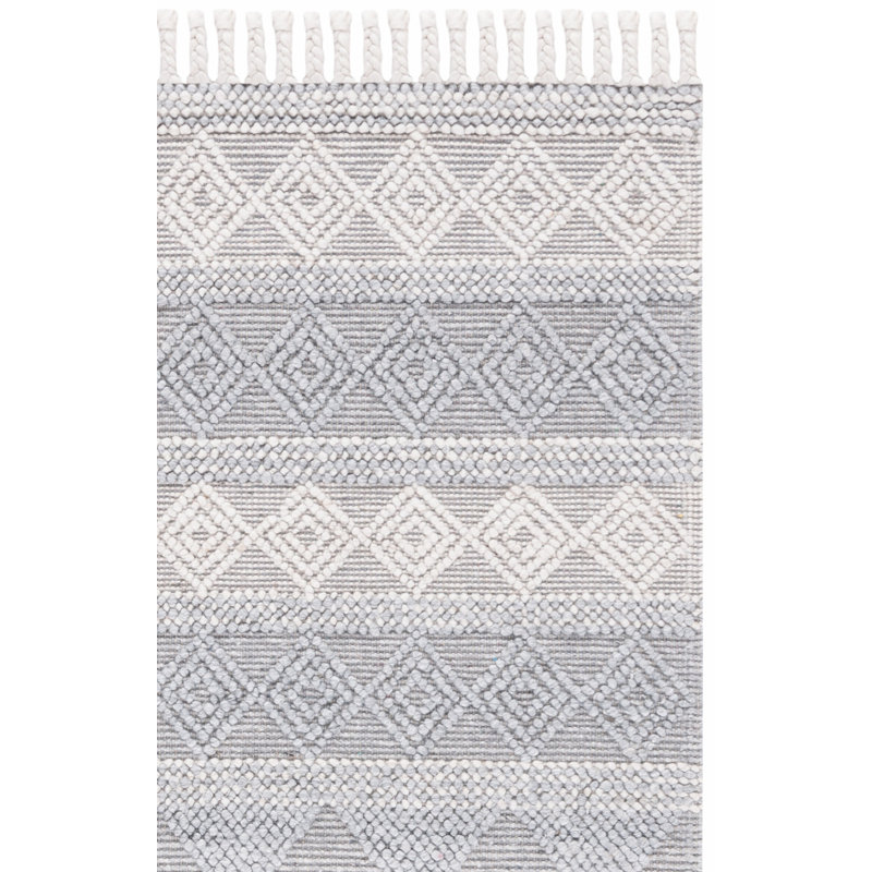 Natura Hand Woven Viscose/Wool Southwestern Rug in Silver/Gray, Rectangle 3' x 5'