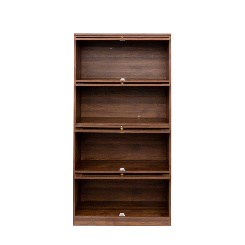 Bookcase Contemporary Closed Back Glass Doors Office Storage Cabinet Floor-To-Ceiling Low Cabinet Bookcase Against Wall Dustproof Bookshelf
