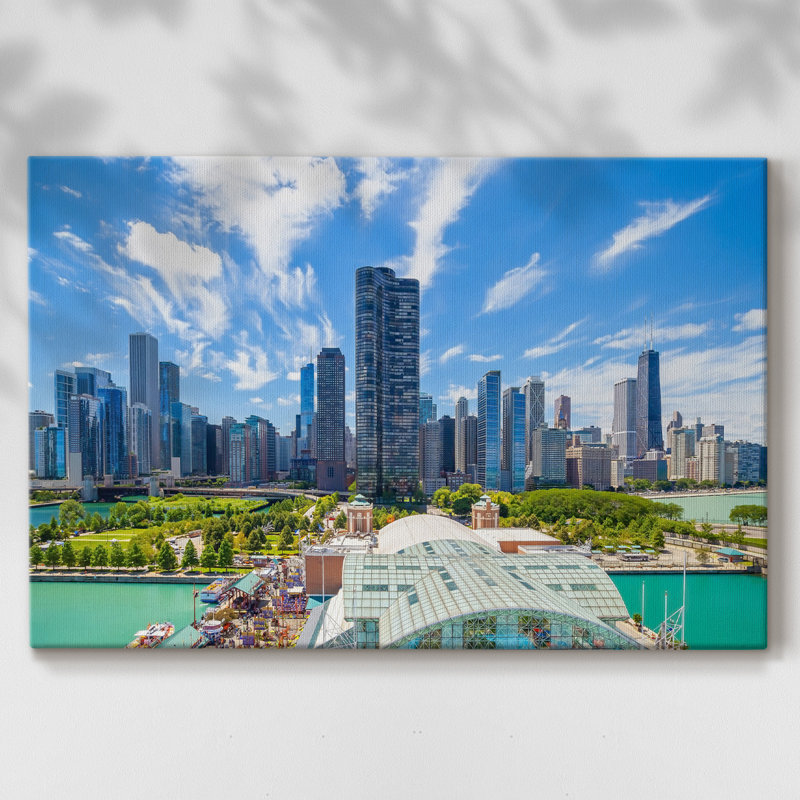 Chicago Navy Pier, reproduction aérienne sur toile, H 18 po x l 27 po x P 1,5 po