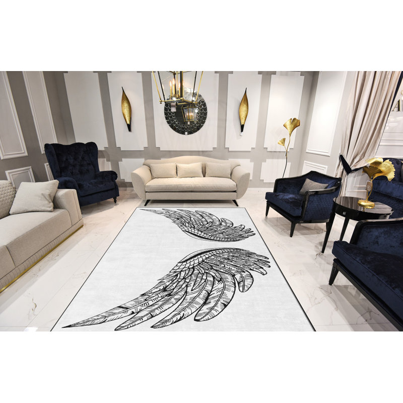 Luxurious Woven Carpet, 4.6 x 7.2 Feet | 100% Polyester, Non-Slip Felt Dot Underside, 0.4 in Pile Height | Machine Washable, Durable Raschel Knitting, Digital Printing | Perfect for Living Room & Bedroom Décor
