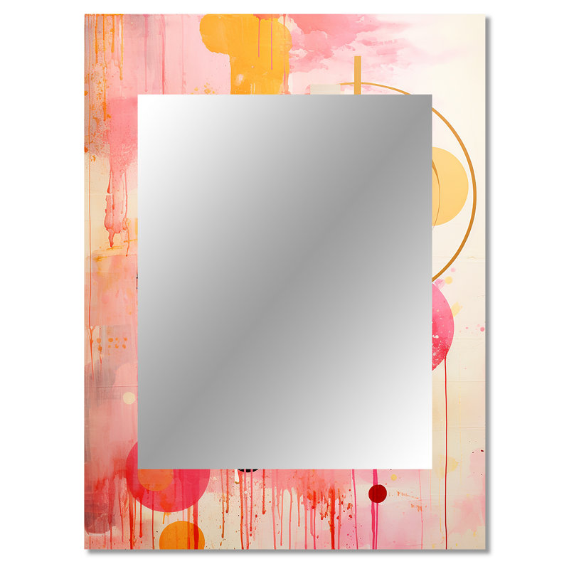 Rose doré, île, lever de soleil, collage - abstrait, collage, miroir mural moderne unique, impression d'art en métal