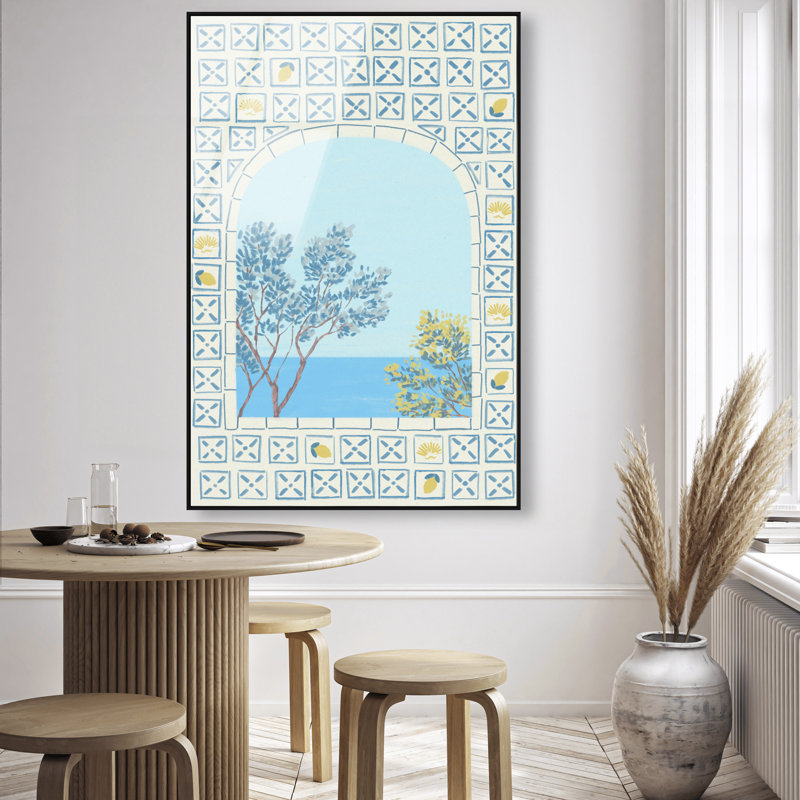 Mediterranean Window Print by Oliver Gal, 16"H x 11"W, Black Floater Frame