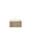 Meuble-lavabo suspendu MURI de 76 cm (30 po) avec comptoir en pierre frittée, lavabo en céramique et rangement à fermeture amortie, finition Heidelberg Woodgrain.
