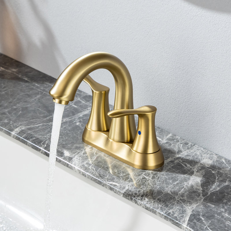 2-handle Bathroom Faucet with Drain Assembly, Brushed Gold