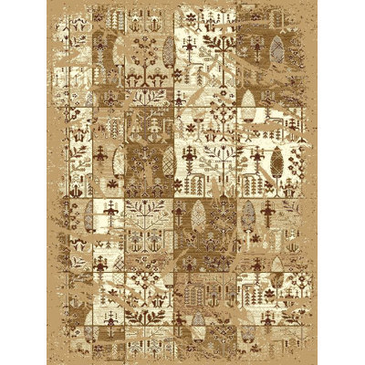 Tapis brun/crème tissé à la machine Dishman