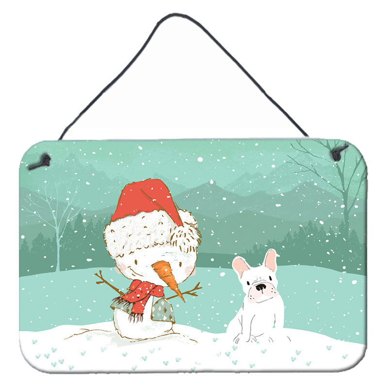 Christmas Decorative Accent, White/Red/Green, Fawn French Bulldog
