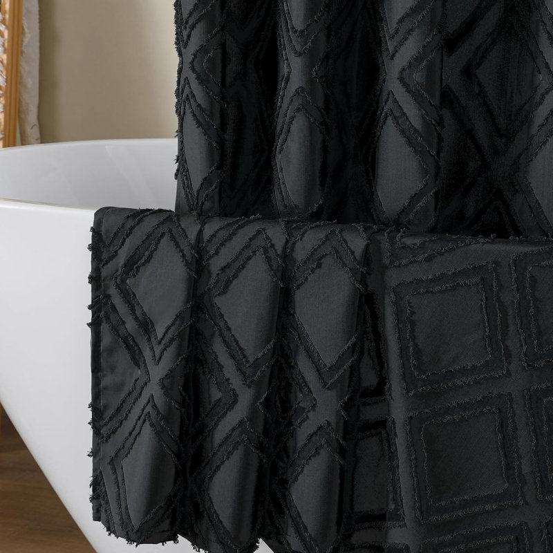 Ensemble de rideau de douche Jacquard, Noir