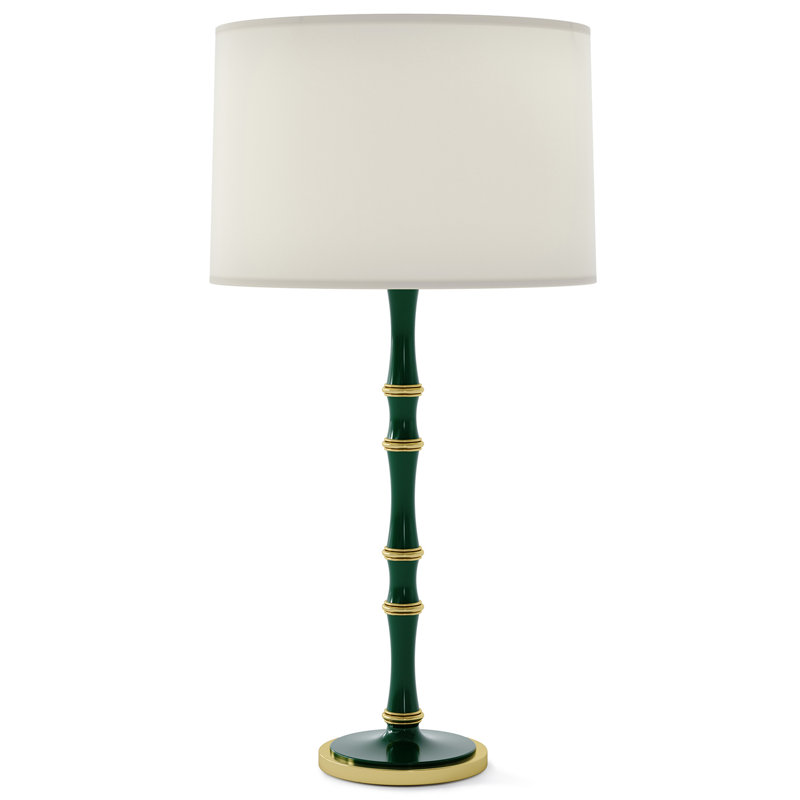 Kane Table Lamp, Jungle, White, Modern Brass