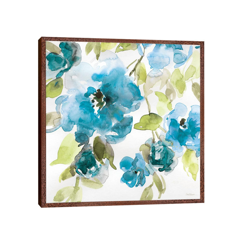 Belle's Blue I by Carol Robinson - Painting on Canvas, 66.04 cm H x 66.04 cm W, Classic Brown Wood Framed