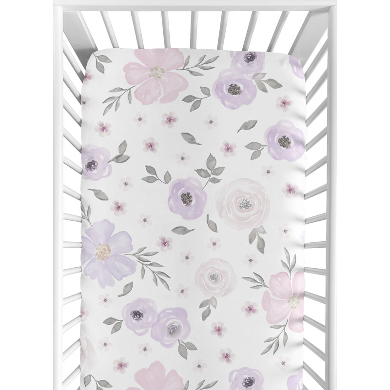 Drap-housse pour lit de bébé aquarelle, Lavande / mauve / rose
