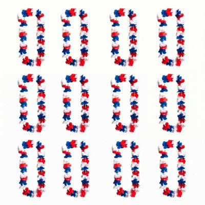 12pcs Patriotic Leis Red White and Blue Flower Leis for 4th of July, Memorial Day, Independence Day Decorations Patriotic Party Favors