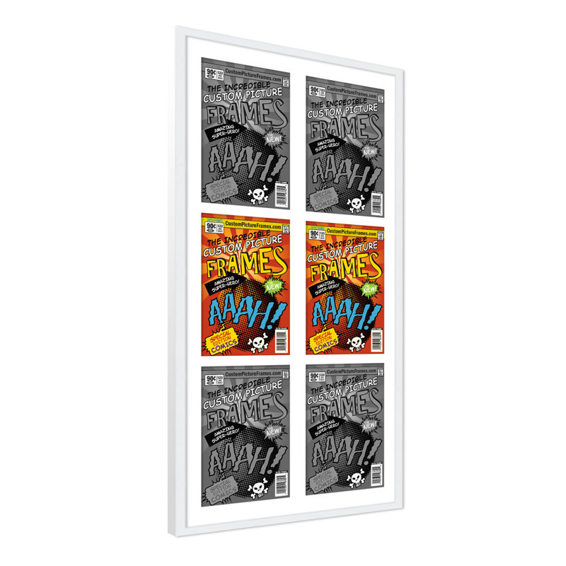 Wood Picture Frame with Mat, 20" x 38.5", 7.25" x 10.5", White/White