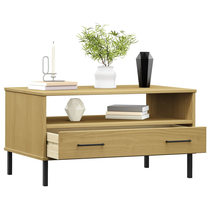 Kolina Four Leg Coffee Table with Storage, Brown
