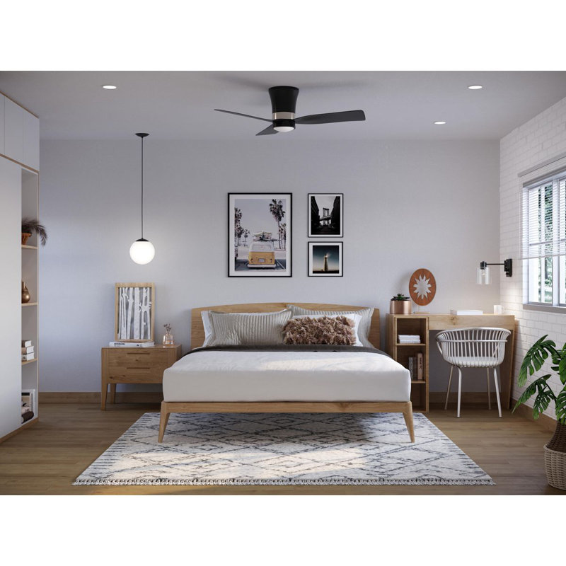52-in Three-Blade Modern Ceiling Fan, Matte Black