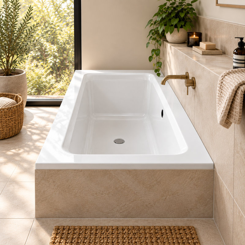 Almeria x Soaking Acrylic Bathtub, 45cm H x 180cm W x 80cm D