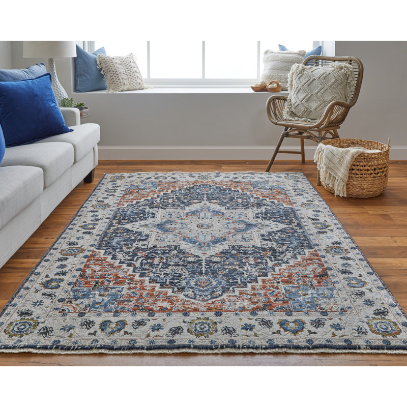 Tapis oriental bleu / rouge Kinchen, Rectangle 12 pi x 15 pi
