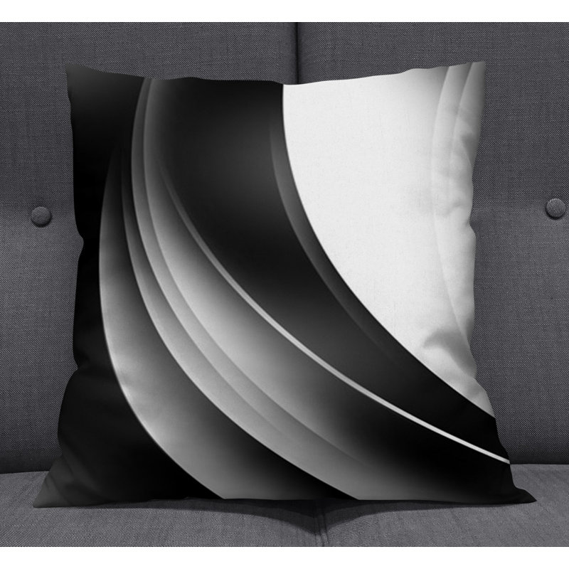 Throw Pillow With Insert, Black/White Striped 2, 18"H x 18"W