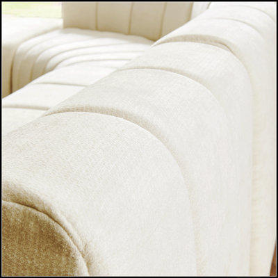 Canapé modulaire moderne semi-courbé modulaire, canapé moelleux en chenille à couture verticale avec repose-pieds ajustable et mobile, bord arrondi résistant à l'usure pour toute saison