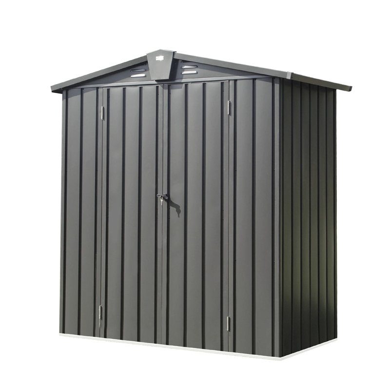Galvanized Steel Outdoor Storage Shed 5.7X3 Ft - For Patio, Backyard, Garden, Lawn Double Lockable Doors, Massive Storage, Rust, Rain- Roof, Ventilation Feature Metal For Extensive Compartment, Rust