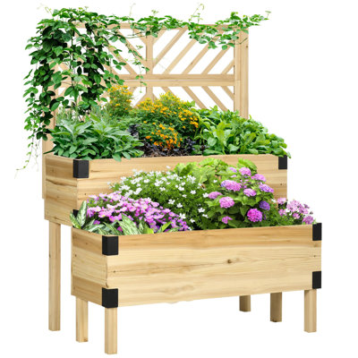 Raised garden bed with lattice and legs