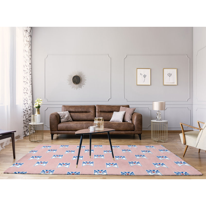 Tapis de zone rouge/bleu fait main, Rectangle 9 pi x 12 pi
