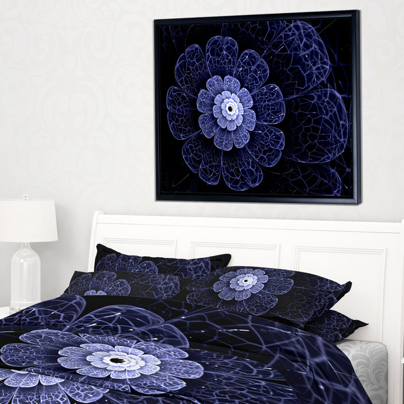 «Glittering Bright Blue Fractal Flower», reproduction d'impression sur toile tendue, H 12 po x l 20 po x P 1 po
