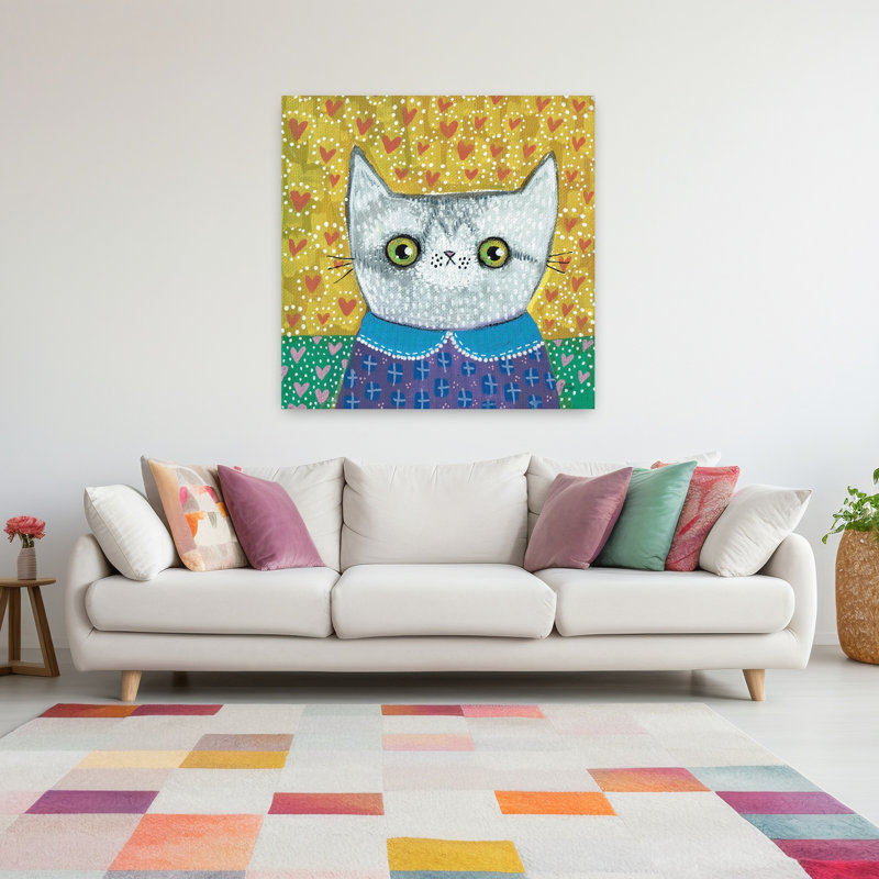 Art contemporain Kooky Cat II, H 48 po x l 48 po