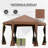 Outsunny 13' X 11' Hexagonal Pop Up Gazebo, Heavy Duty Outdoor Canopy Tent With 6 Mesh Sidewall Netting, 3-Level Adjustable Height And Strong Steel Frame, Brown