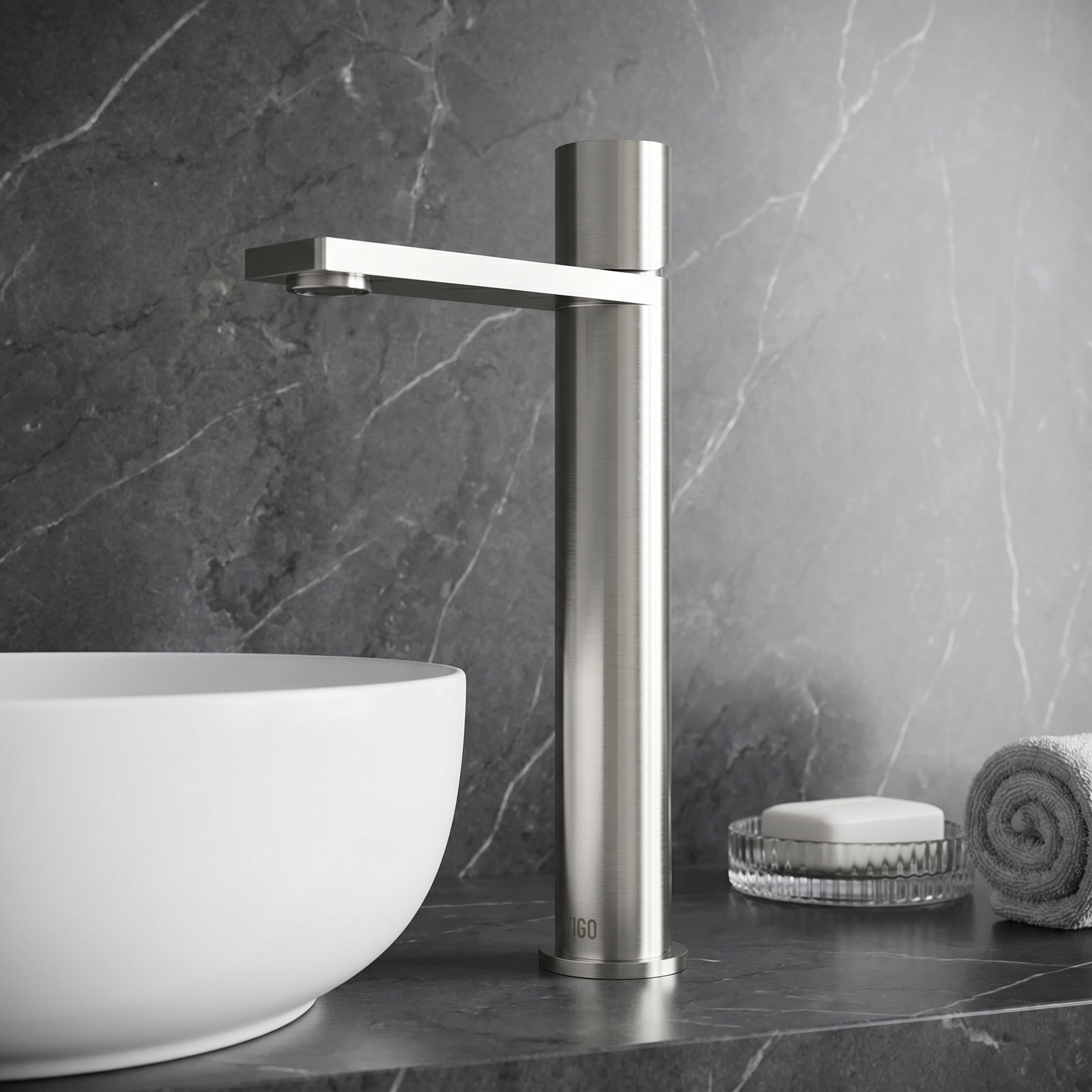 Gotham Vessel Bathroom Faucet, Brushed Nickel