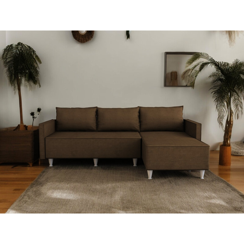 Reversible Sectional, Brown - 5 Comfortable With Foam And Solid Wood Structure, Simple Installation For Living Room Sectional Custom Arrangements, Wood, Effortless Setup