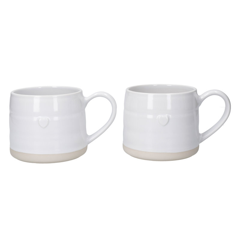 Mikasa Farmhouse Heart Stoneware Mugs, 380ml, White
