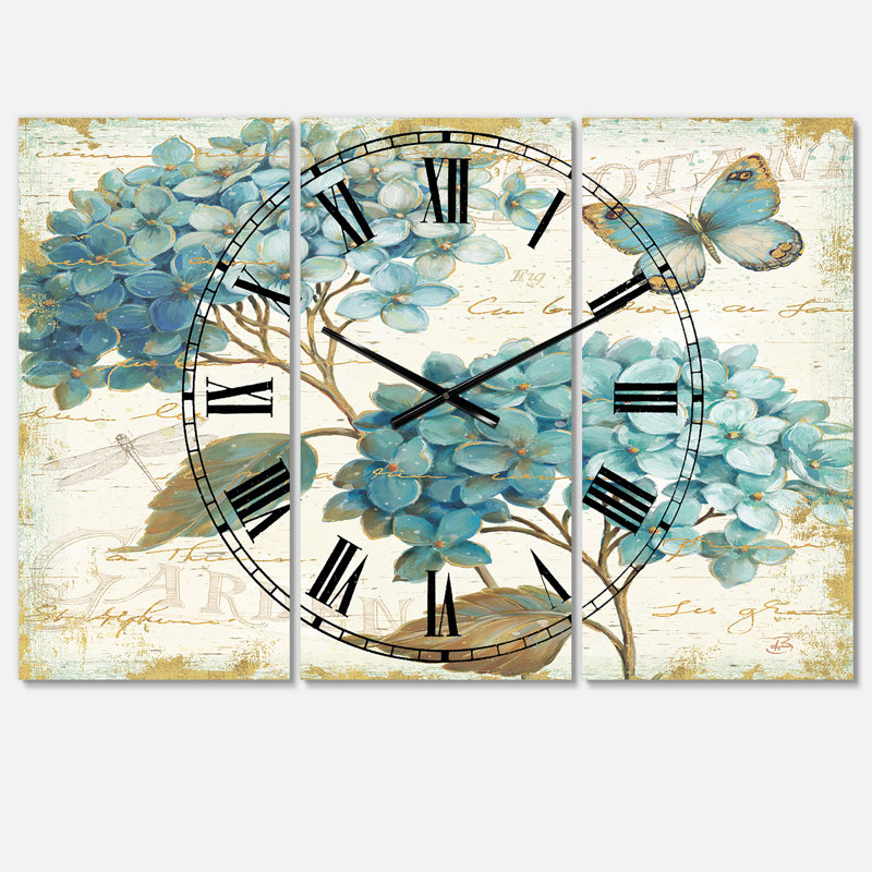Butterfly Blue Garden I - Horloge murale traditionnelle