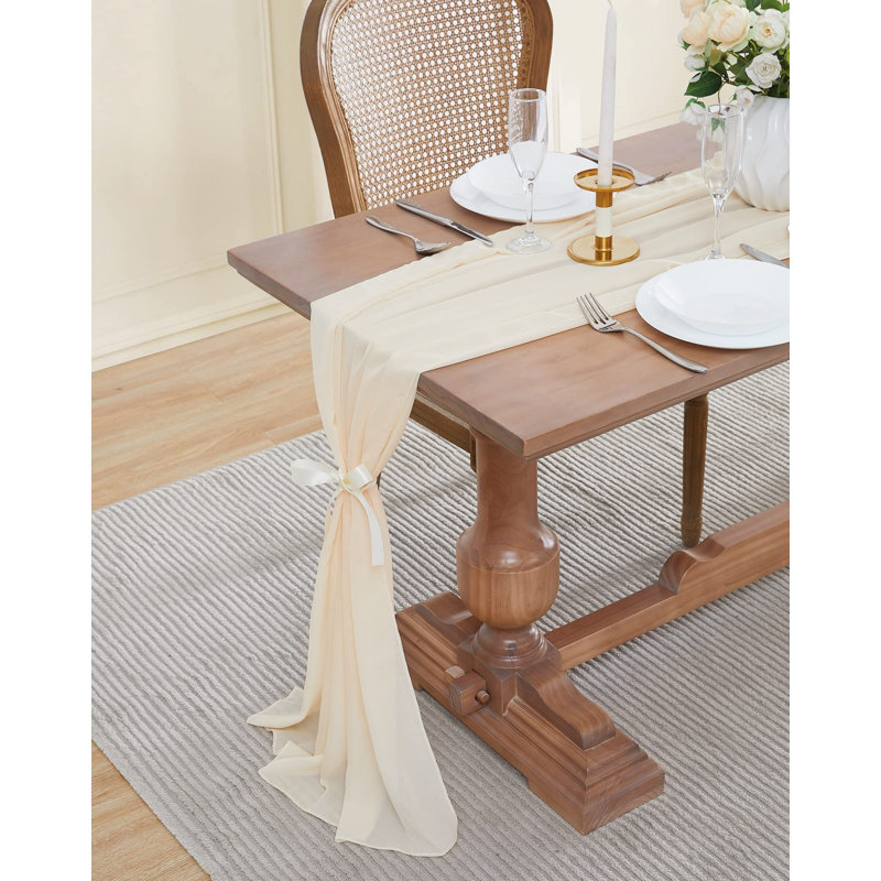 Cheatom Solid Wedding Table Runner, 156" L x 35" W, Beige