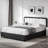 Upholstered Bed Frame with Cloud Shaped Headboard, PU Leather Bed Frame with Adjustable Headboard-1144953843-1144953740