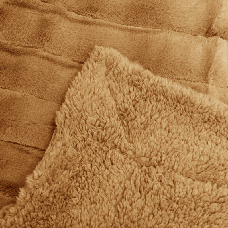 Tile Blue Faux Fur Sherpa Throw Blanket, 50" x 60"