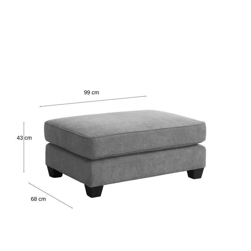 99cm Wide Rectangle Solid Colour Footstool Ottoman, Taupe