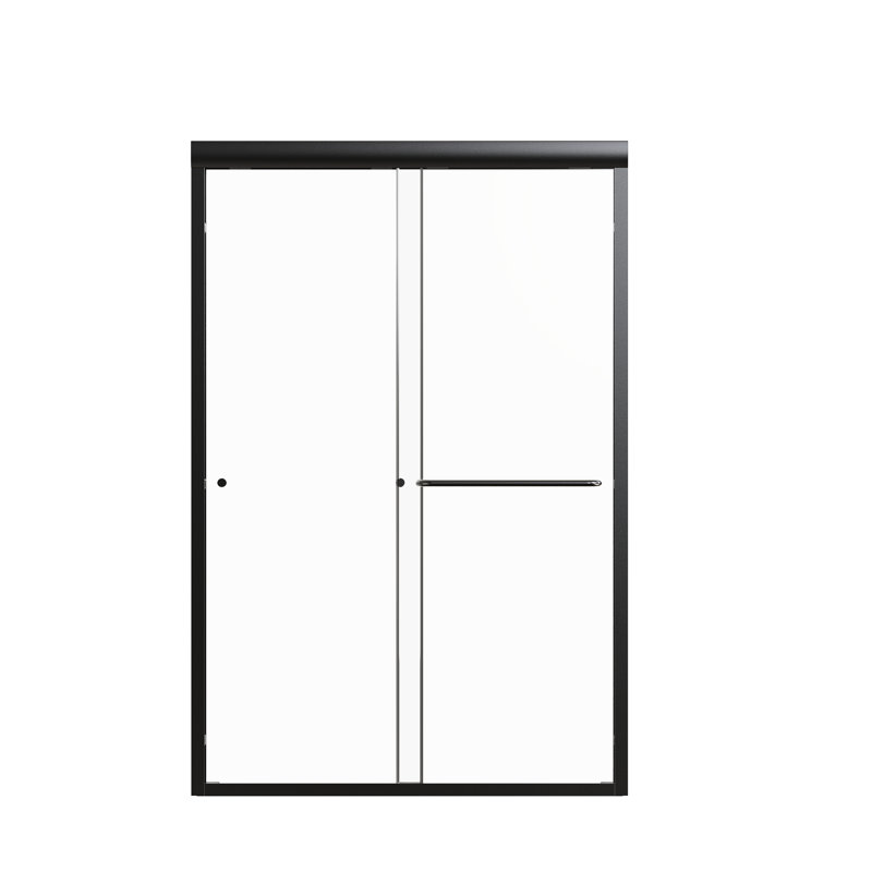 44"-48" Adjustable Double Sliding Shower Door, 6Mm Tempered Glass, Matte Black, Entrance Decoration Semi- 48"W*72"H, Excellent Waterproof Performance