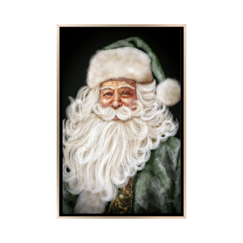 Père Noël vert - reproduction d'art murale - toile encadrée, Champagne