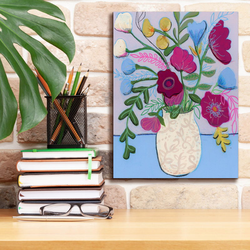 Toile épique Graffiti «Blooms In Painted Vase» par Jeri Hauth, 12 po x 16 po, H 16 po x l 12 po